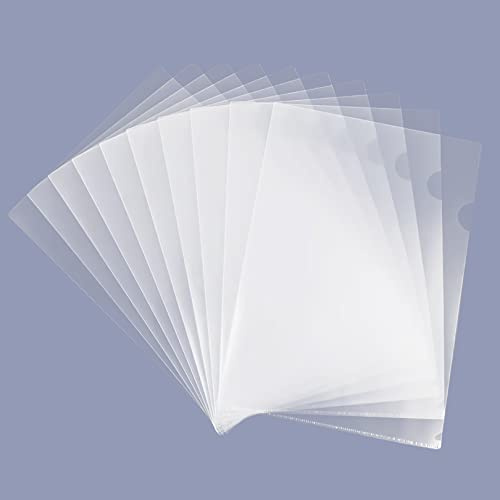 Clear Document Folder Copy Safe Project Pockets fits 8.5x11 Letter Size US Paper,10/30/50/100Pack L-Type Plastic Clear Paper Sleeves Protector Resume File Poly Jacket Folders Organizer in Transparent