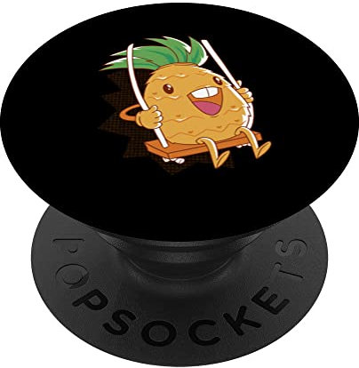 Ananas sur une balançoire Fruit de dessin animé PopSockets PopGrip Interchangeable