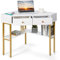 GIANTEX Schreibtisch Eckschreibtisch, Computertisch Laptoptisch mit 2 Schubladen & Ablage, Computerschreibtisch Modern, Winkelschreibtisch Bürotisch Ecktisch Beistelltisch 71x71x75 cm (Weiß)