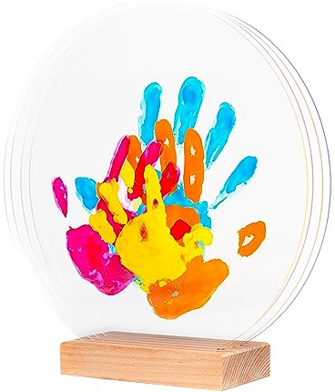 LouYou Empreintes de Bonheur - Kit Empreinte de mains Famille de 4 - Couleurs Peps - Cadeau Naissance Bébé Fille ou Garçon - Fête des Mères ou des Pères - Coffret Souvenir - Made in France