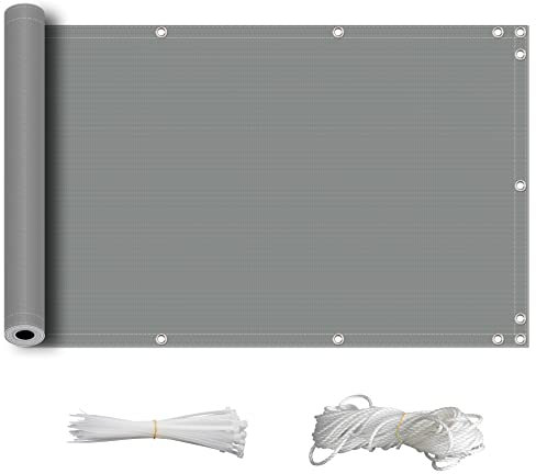ZQXFZ Wasserdicht Sonnensegel 150x350cm terassendeko Oxford-Stoff Sichtschutz, SchattenküHlung, Uv-Schutz Gute Schattierungs- Und Blendwirkung Balkonumrandung -Grau.