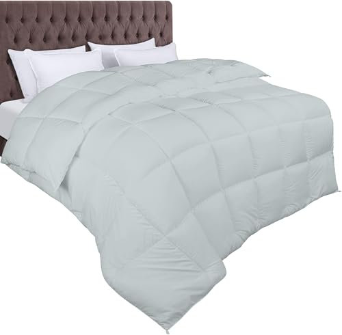 Utopia Bedding Bettdecke 220 x 240 cm, Zudecke 370 GSM Füllung, Plüsch-Bettdecke, Ganzjahresdecke, Gesteppte Steppdecke, Alternativ-Bettdecke, Super Weiche Kuschelige (Hell Grau)