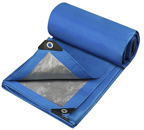 Lona Impermeable para Exterior, Multiusos, 5 x 5 m (Varios Tamaños), Esquinas Reforzadas, Ojales de Aluminio, Color Azul, TBS032