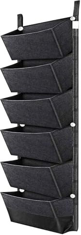 Veesper Bischi di coltivazione sospesa 6 tasche piantagive borse da giardino verticale pianta impermeabile sacchetti di coltivazione di piante in tessuto montato a parete per balcone nero.