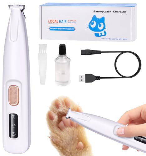 PawTrim Pro, Pfotentrimmer für Hunde, Haustierhaarschneider mit LED-Licht, Superleise/Wiederaufladbarer Pfotentrimmer, Leise Hundeschermaschine für Hunde Katzen Pfoten, Augen, Wasserdichter