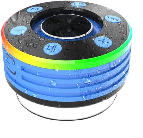 HpLive Altavoz, radio de ducha IPX7, resistente al agua, altavoz portátil con ventosa, espectáculo de luz RGB, radio FM BT5.3 para baño (azul)