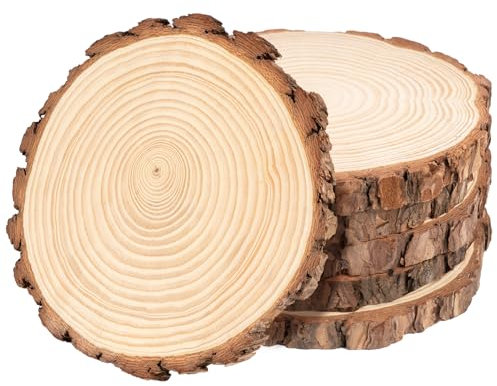 6er Set Holzscheiben 20 cm, Holzscheiben zum Basteln 20 cm, Runde Holzstücke 1,5cm Dick, Baumscheiben ohne Loch 18-20cm für DIY Deko, Hochzeit, Weihnachten&Tischdeko, Astscheiben Naturholz