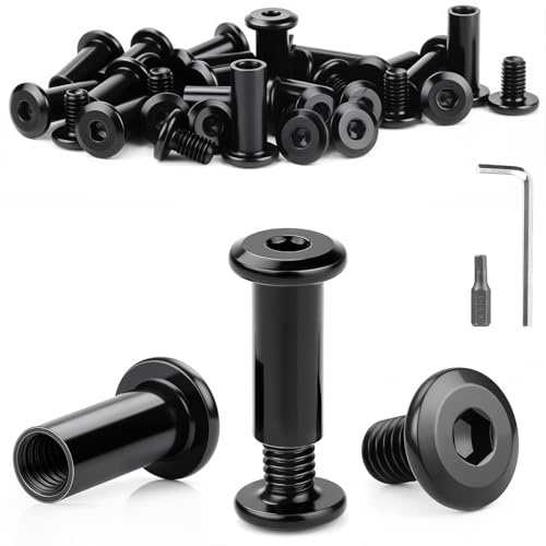 Mbsomnus 25 st. förbindelseskruvar M6x20 mm skåpkontakter rostfritt stål A2 V2A hylsskruvar möbelkontakter skruvar hylsmuttrar med sexkantnyckel Bit H4 för möbler träbrädor skåp
