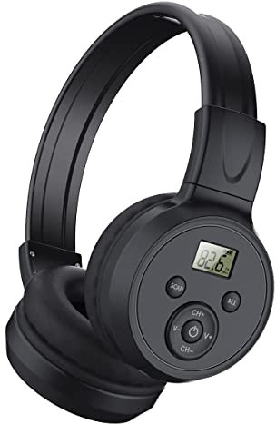 Cpolebev Portable Wireless FM Radio Headphones, Rechargeable FM Radio Headset Receiver for Meeting, Daily Works, Hiking, Jogging