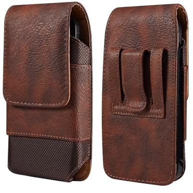Fondina Cellulare Cintura in Pelle Uomo, Custodia per Cellulare con Clip da Cintura, Impermeabile Sacchetto Cellulare da Cintura per Smartphone Pelle Borsello Telefono Pochette Borsa con Moschettone