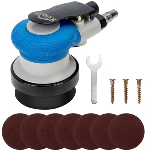 KUIMIT 75mm Luft-Exzenterschleifer, Dual-Aktion Druckluft Schleifer, pneumatischer Handflächenschleifer mit Geschwindigkeitsregulierung,zum Polieren, Schleifen von Holz Auto Metall