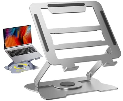 Supporto per computer portatile,girevolea360gradi,ergonomico,regolabile in 6 posizioni, leggero, non scivola, facile da dissipate calore, compatibile con tutti i computer portatili da10a15.6 tavoletta