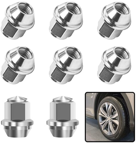 M12 x 1,5 hjulmuttrar, 8 stycken hjulmutterkåpor universellt stängt koniskt midjeband 60° nötningsbeständig hjulmutter krom skruvar lock för Ford Toyota Honda Mazda (silver)