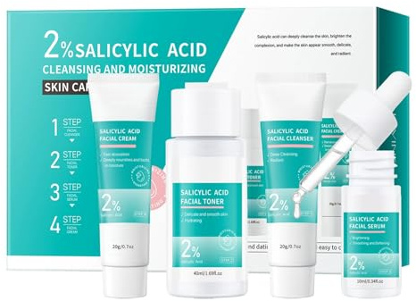 Kit Facial De Ácido Salicílico Para Acné Y Piel Grasa, Tónico Hidratante Y Suero Antimperfecciones, Reduce Granos, Minimiza Poros, Atenúa Marcas De Espinillas, Controla El Exceso De Sebo