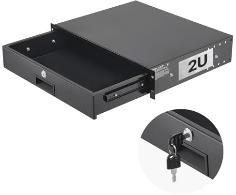 VEVOR 2U Rackschublade, 22,68 kg, abschließbares Serverschrankgehäuse, Schiebeschublade mit Schloss & Kabelmanagementlöchern, für 482 mm Netzwerkgeräte-Server-AV-Rack oder Schrankgehäuse