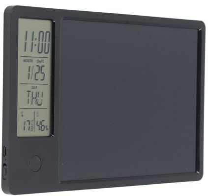 EMUKOEP Blocco Note Elettronico, Lavagna LCD con Calendario Digitale, Blocco Note Compatto per Appunti e Disegni, Tavoletta da Scrittura Ecologica e Riutilizzabile per Casa o Ufficio (Nera)