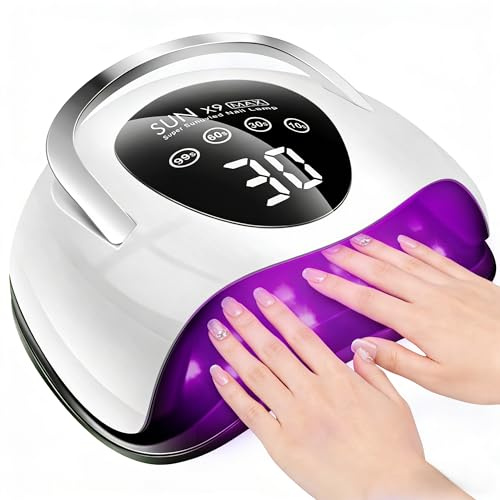 LadyMisty 380W UV Nail Lamp, Dual Beads Nail Lamp for Gel Polish, Professional UV Lamp with Automatic Sensor, LCD Display & 4 Timer Setting for Home and Nail Salon