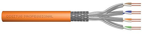 DIGITUS 100 m Cat 7 Netzwerkkabel - S-FTP (PiMF) Simplex - BauPVO Dca - LSZH Halogenfrei - 1200 MHz Kupfer AWG 23/1 - PoE+ Kompatibel - LAN Kabel Verlegekabel Ethernet Kabel - Orange