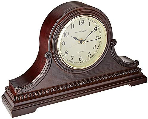 vmarketingsite Mantel Clocks For Living Room, Battery Operated, Silent Wood Table Clock with Westminster Chimes On The Hour, Solid Wooden Shelf Decorative Chiming Mantle Clock, 9 x 16 x 3