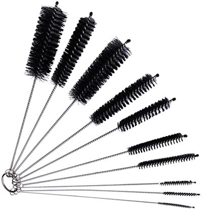 Zhiye Pipe Tube Brush Pipe Cleaning Brushes, Nylon Drinking Straws Cleaner Brush 10 Pieces set for Washing Kettle Spout, Teapot Nozzle Black