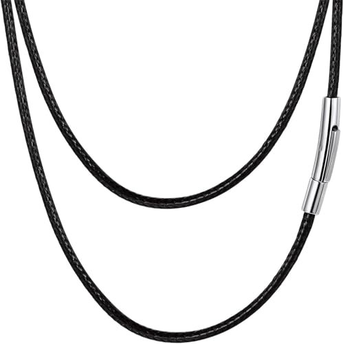 FaithHeart 2mm 40cm Lederkette Kürz Halskette Damen Lederband Kette für Anhänger Partnerkette Freundschaftskette