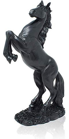 LEPENDOR Stehendes Pferd Harz Statue für Home Decor Tier Ornament Skulptur, Harz Statue geflochtenes Pferd mit Bedeutung des Erfolgs - Schwarz