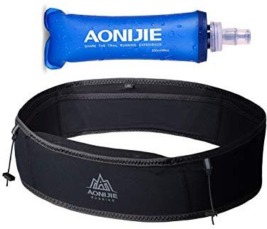 AONIJIE Hydration Belt Running Fanny Pack, with 250ml Soft Water Bottle Flask Phone Holder for Trailing Running Climbing Jogging Cycling Workout Fitness 3 Colors (Black, M/L)