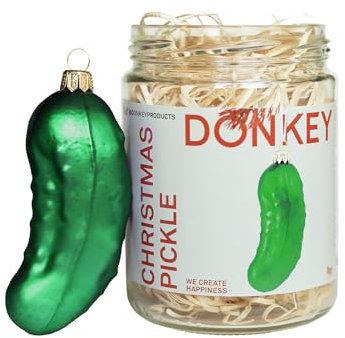 Weihnachtsgurke im Glas - Grüne Weihnachtsgurke aus Glas als Anhänger für den Weihnachtsbaum. Lustiger Christbaumschmuck im Gurkenglas, Aufbewahrung.