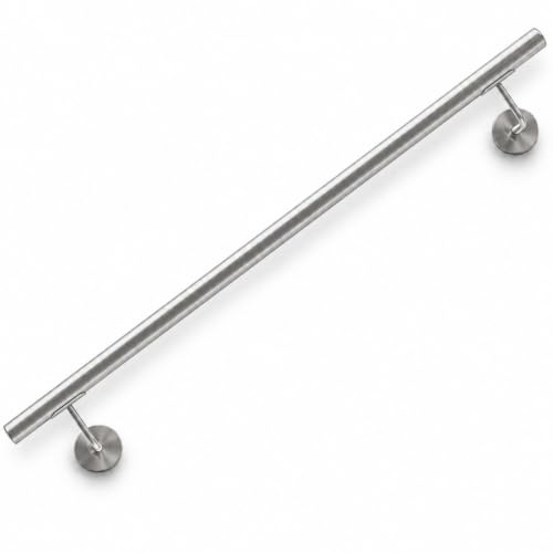 INOXLM Corrimano per scale in acciaio inox AISI 304 ⌀ 33,7 mm, rampa scala finitura satinata Made in Italy Guardia corpo scala per interni ed esterni (150 cm)