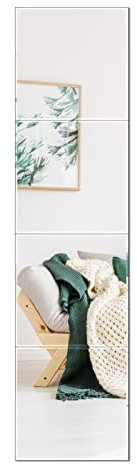 Vasemouh 4 Stück 28 x 28 cm Wandspiegel Fliesen - Einfache Installation, Rahmenloser Glas-Spiegel für Schlafzimmer Wohnzimmer Badezimmer und Heim-Fitnessstudio