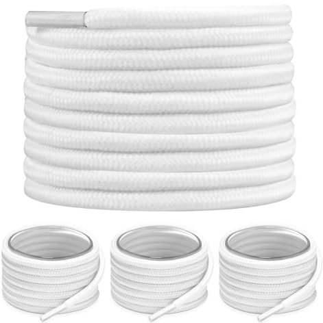 winbest 2 Pares Cordones Zapatos, ø4 mm Cordones Redondos, Cordones Blanco Redondos, Cordones Resistentes para Calzado de Montañismo, Senderismo y Seguridad