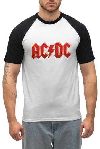 Spreadshirt AC/DC Logo Classique Éclair T Shirt Baseball Homme