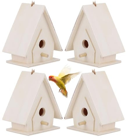ANKROYU 4 Stück Nistkästen aus Holz, Aufhängbar Vogelhaus, draußen Wetterfest Nistkasten für Meisen, Nisten und Brut Vogelhaus für Papagei Rotkehlchen Haustier Vogel Nistbox