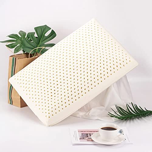 Talatex 100% naturale di alta qualità, in lattice Dunlop, cuscino in schiuma di lattice con basso Pofile, a media resistenza, allevia la pressione, dolore al collo e alle spalle, (Queen(1 confezione),
