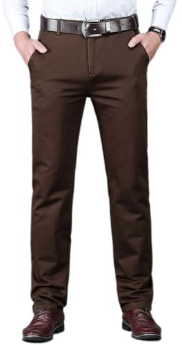 Oanviso Pantalon Homme Slim Fit Vêtements Cargo Chino Pantalons Casual Pantalon de Costume Doux Vintage Confort Pantalon Business Droits Pantalon Stretch Hiver A Café XL
