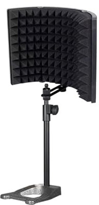 F Fityle Schermo isolante per microfono a 3 pannelli, schermo antivento per apparecchiature di registrazione, canto, trasmissione, 3 Pannelli con Cremagliera