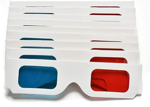 Occhiali 3D stereo 3D pieghevoli unisex blu e rossi in cartone per film, TV, riviste e altro, accessori per televisione e video, 3 pezzi