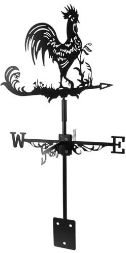 CAXUSD Girouette Décorative en Fer Noir Style Vintage Coq Robuste Indicateur Direction Vent pour Décoration de Jardin Extérieur