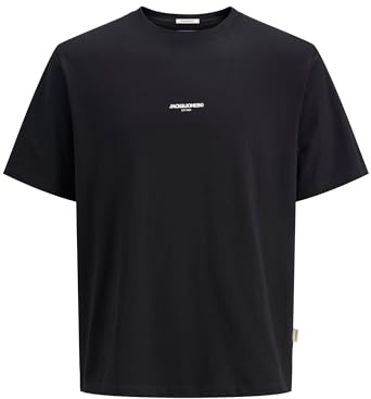 JACK & JONES T-Shirt Homme imprimé Jortavira Poster Tee SS Crew Neck, Noir, L