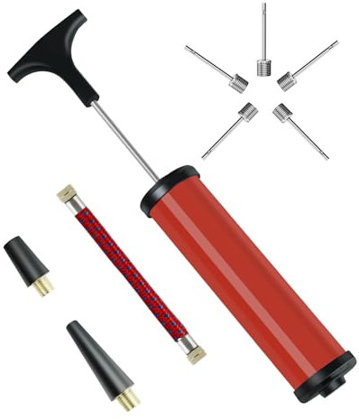 Ballpumpe mit Nadeln, Ballpumpe Fußball mit 5 Ball Pumpe Nadeln, 1 Aufblasbarer Verlängerungsschlauch, 1 Lange Düse, 1 Kurze Düse für Basketball Volleyball Rugby Ball Badezubehör und Andere Aufblasbar