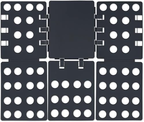 Heanvmyss Planche à Plier Vêtements,Planche a Plier le Linge,Aide au Pliage du Linge,Organiseur Pliable à Rabat Enfant Adulte pour T Shirts,Pulls,Chemises,Pantalons,Jeans,Serviettes(57x67cm,Noir)