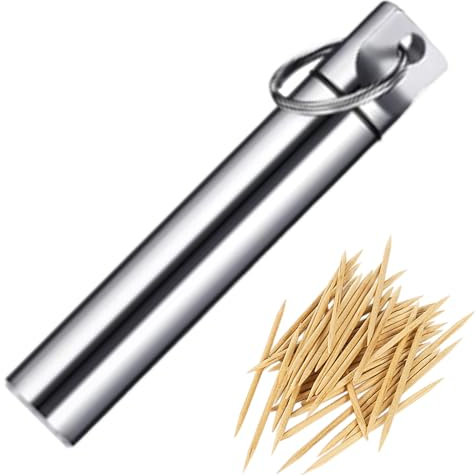 Soporte de palillo de dientes para bolso, portavasos de bolsillo - Dispensador de contenedor de caja de bolsillo de aleación de aluminio - Estuche higiénico para llevar para casas, restaurantes, ofici