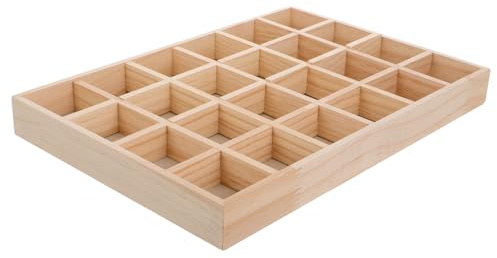 HORIALENCE Bandeja Organizadora De Joyas De Madera Maciza Con 24 Compartimentos Vitrina Para Pendientes Collares Y Pulseras Soporte VersáTil Para Tocador Y ExhibicióN