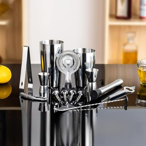 Cocktail Shaker Set, 14st/Set Bartender Kit Bar Tool Bar Drink Mixer with Stainless Steel Cocktail Shaker for Versatile Drink Mixing Kit