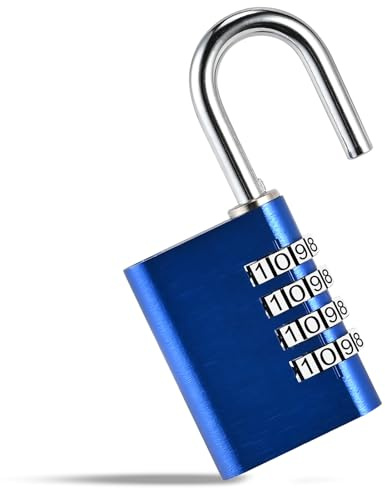Cieex Cadenas Code 4 Chiffres Cadenas Sécurité pour Casier (Gym, Scolaire), Portail, Abri de Jardin Serrure à Combinaison Résistante aux Intempéries - Facile à Utiliser - Bleu