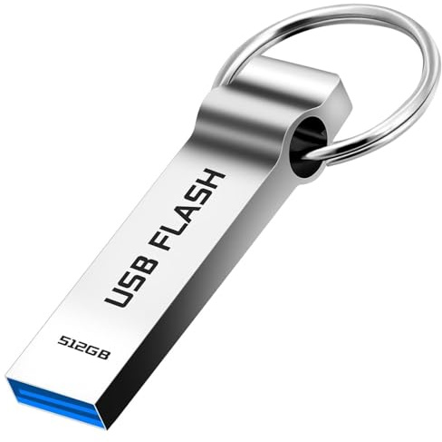 Vicylif Memoria USB 512GB, Impermeable USB 3.0 Pendrive Portátil Memory Stick Gran Capacidad Metal Disco Duro Externo para Computadora, Portátil, PC