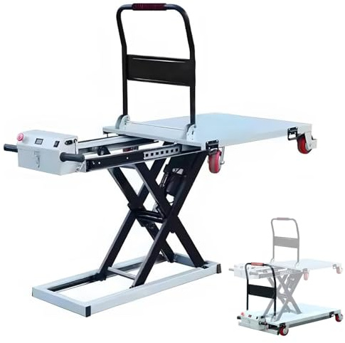 Hydraulischer Hubtischwagen, Hydraulische Hebebühne, Elektrischer Hydraulischer Hubwagen, Mobiler Hubwagen Mit 4 Rädern, 300 Kg Tragkraft For Palettenhubwagen(155x75cm)