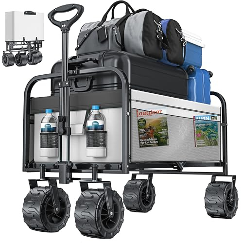 KESSER Carro Plegable de hasta 150 kg, Soporte hasta 150 kg, Neumáticos de Goma Maciza, Carro de Mano, Carro de Transporte, Remolque de Jardín Plegable