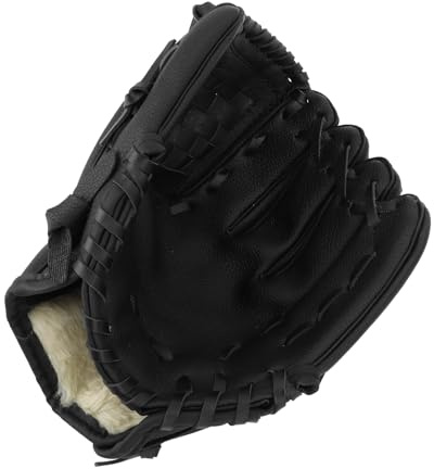Luocute Basebollhandske, Ergonomisk PU-lädermjukhet Professionella Fältvantar, Sportbaseballvantar för Ungdomar Vuxna med Förbättrat Grepp Mjukt Foder för Spelträning Utomhus (Svart)