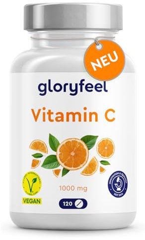 Vitamin C 1000mg - Hochdosierte, vegane Tabletten für Immunsystem & Energie* - Kleine Tabletten + leicht zu schlucken - 120 Stück für 4 Monate Vorrat - Laborgeprüft und ohne Zusätze